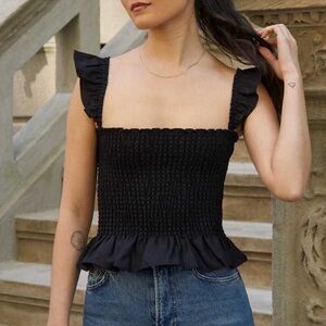 Reformation Junebug Linen Top In Black Size XL